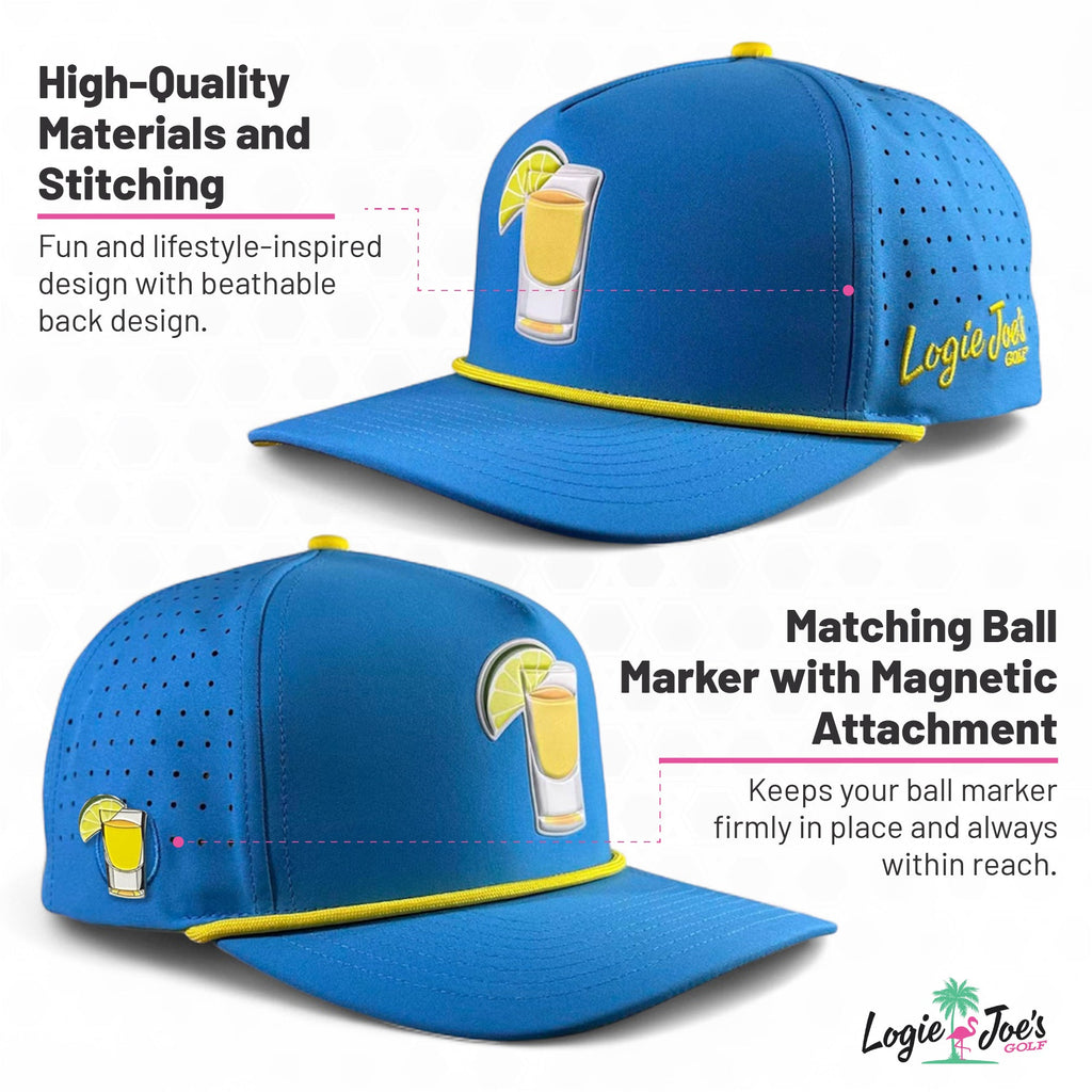 Cold One Golf Hat | Snapback Cap | Built-in Magnetic Ball Marker Holder + Marker Included | Adjustable | One Size - Black Girl Golf