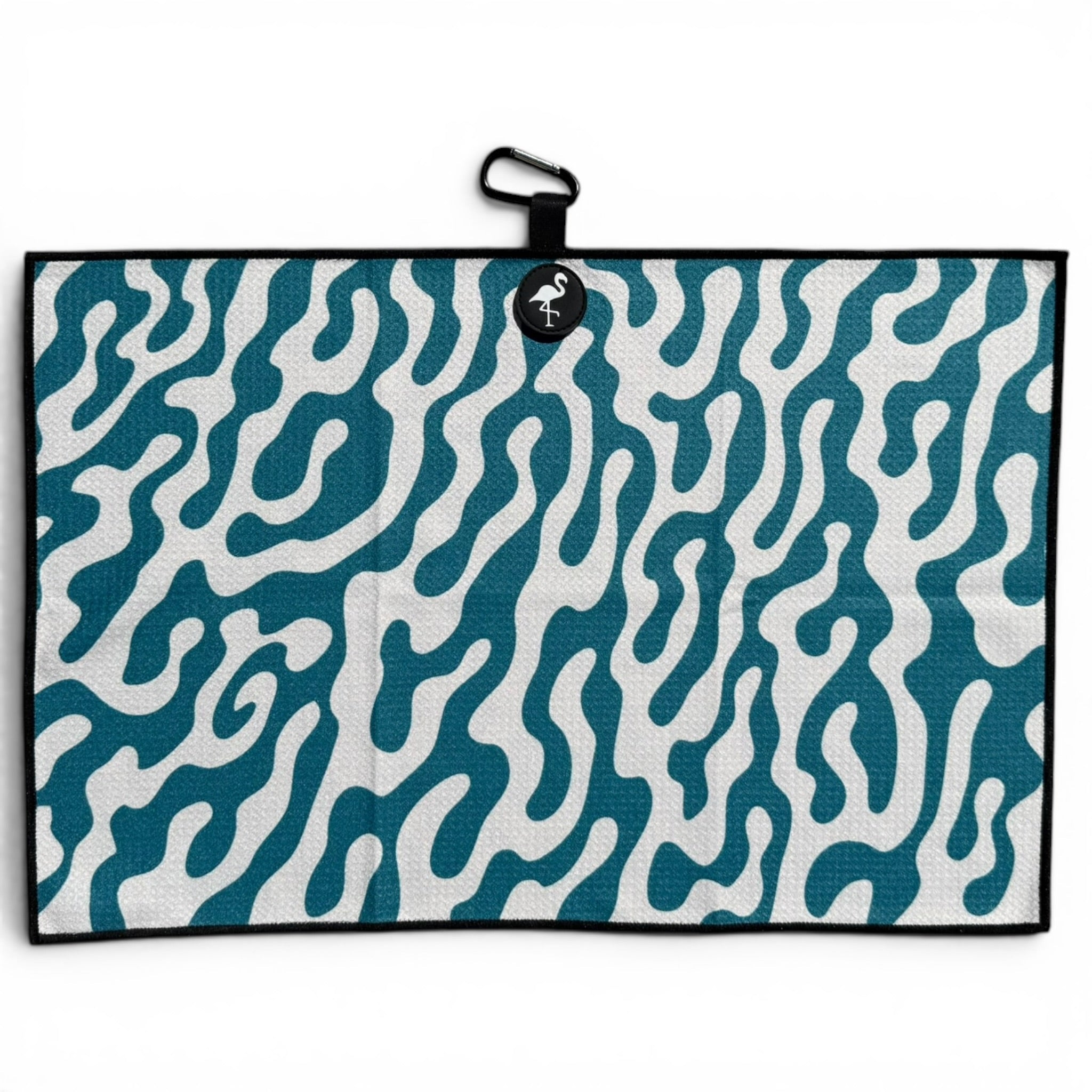 Coral Bloom Golf Towel | 24” x 16” Microfiber Towel | Magnetic Clip & Carabiner | Premium Golf Accessory - Black Girl Golf