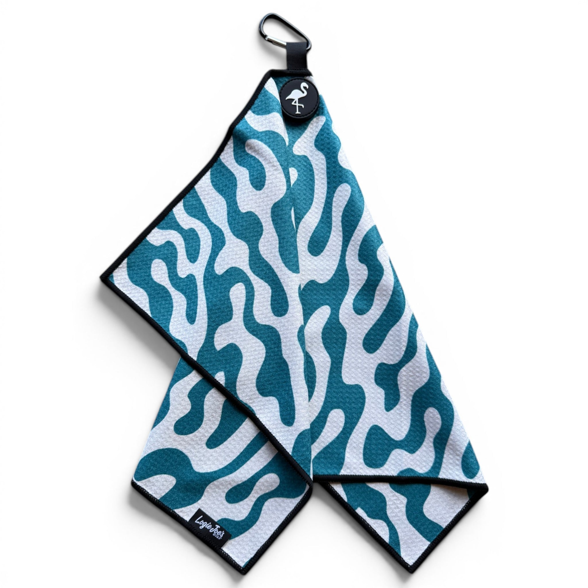 Coral Bloom Golf Towel | 24” x 16” Microfiber Towel | Magnetic Clip & Carabiner | Premium Golf Accessory - Black Girl Golf