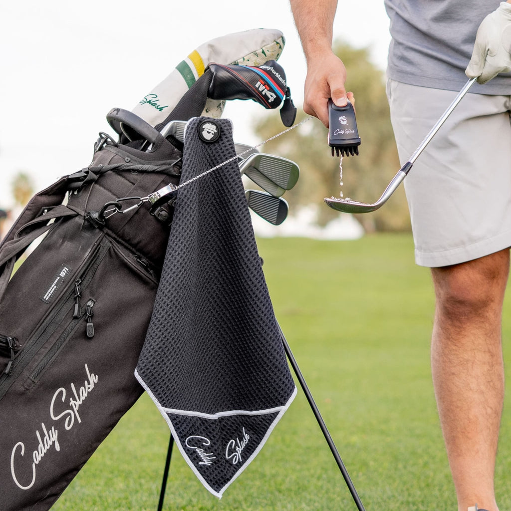 Deluxe Golf Club Cleaning Kit: Club Cleaner, Magnetic Towel & Groove Sharpener - Black Girl Golf