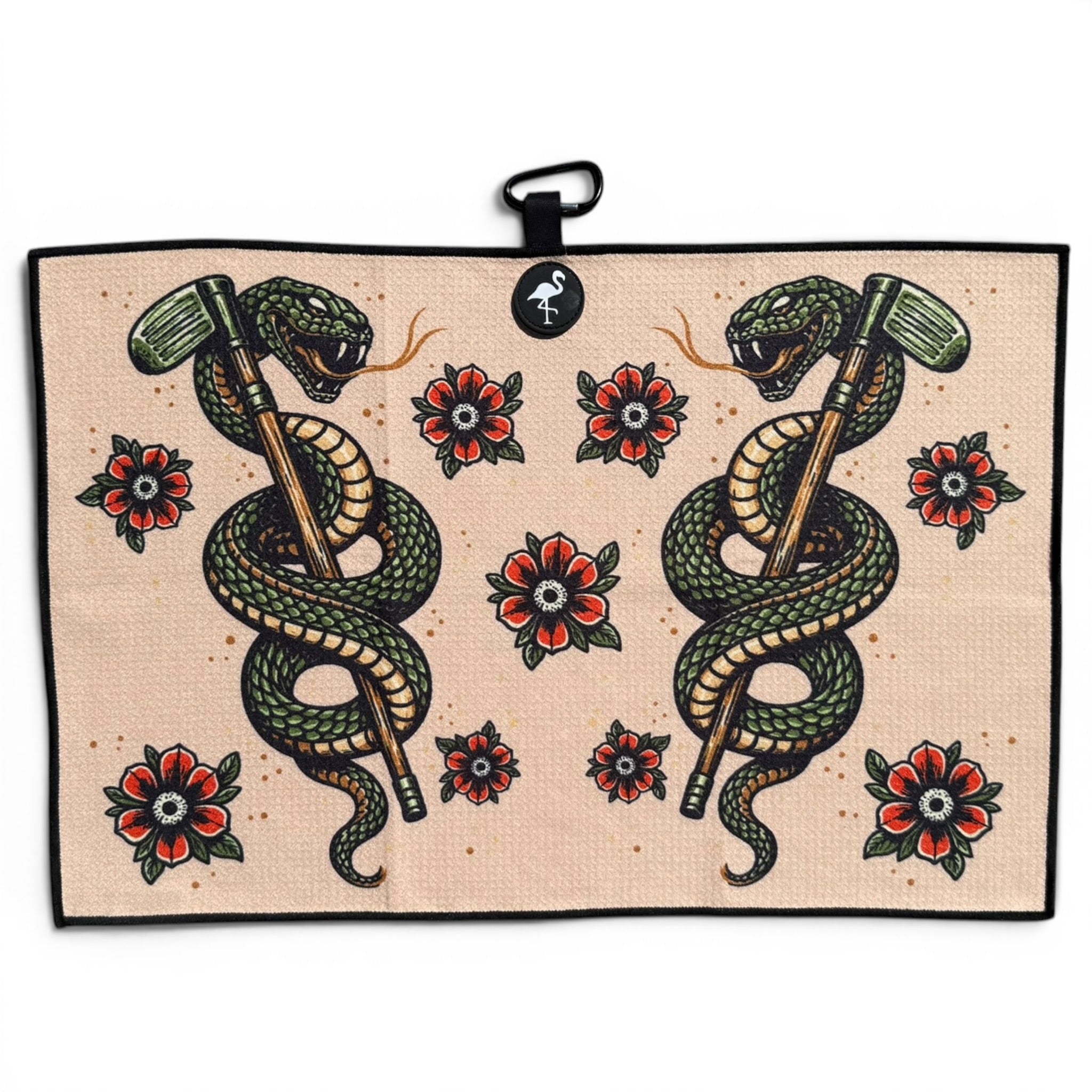 Desert Serpent Golf Towel | 24” x 16” Microfiber Towel | Magnetic Clip & Carabiner | Premium Golf Accessory - Black Girl Golf