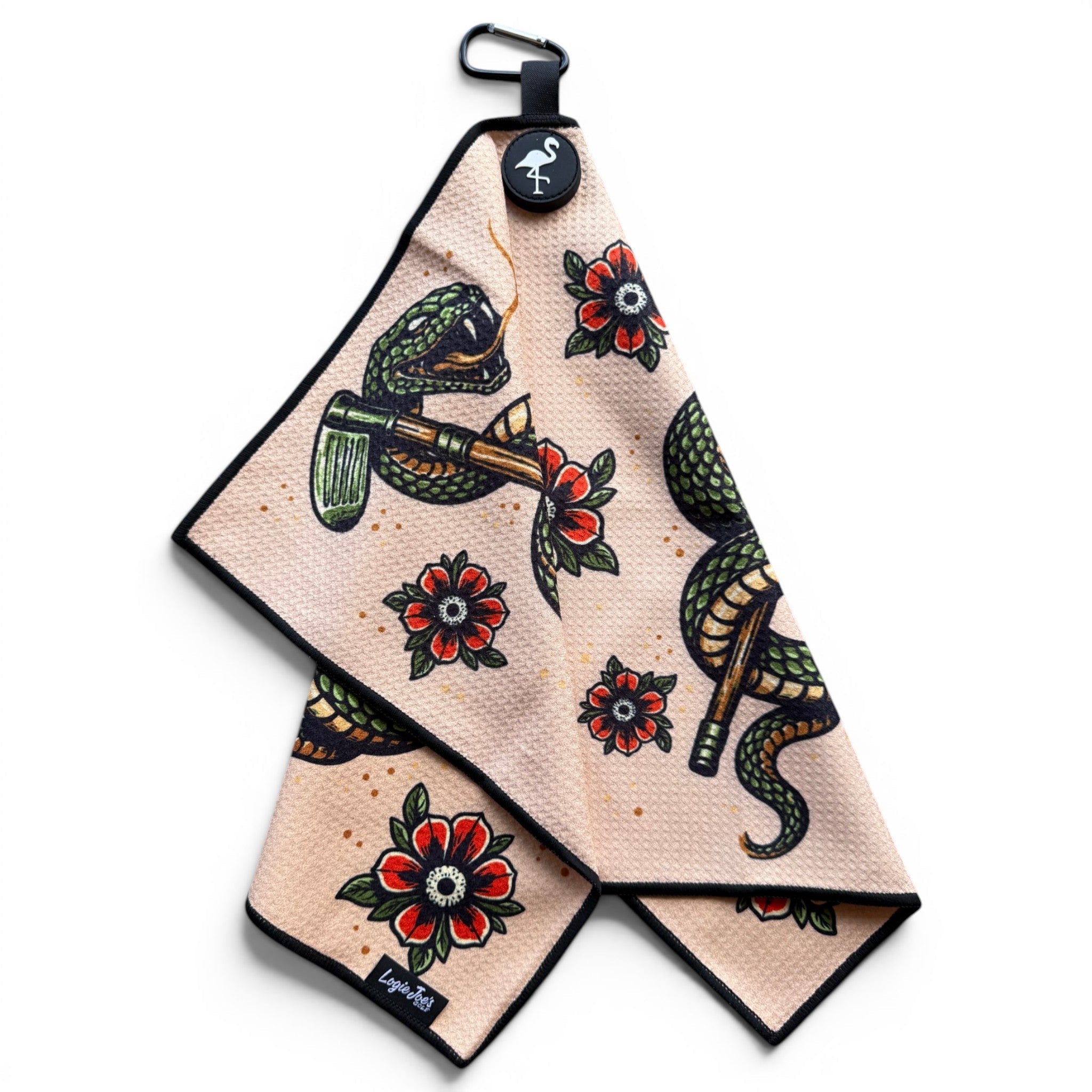 Desert Serpent Golf Towel | 24” x 16” Microfiber Towel | Magnetic Clip & Carabiner | Premium Golf Accessory - Black Girl Golf