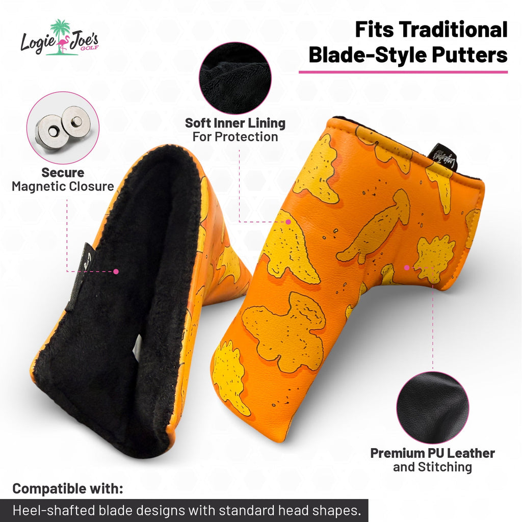Dino Nugget Blade Putter Headcover | Magnetic Golf Putter Cover | Premium Synthetic Leather | Soft Protective Interior - Black Girl Golf