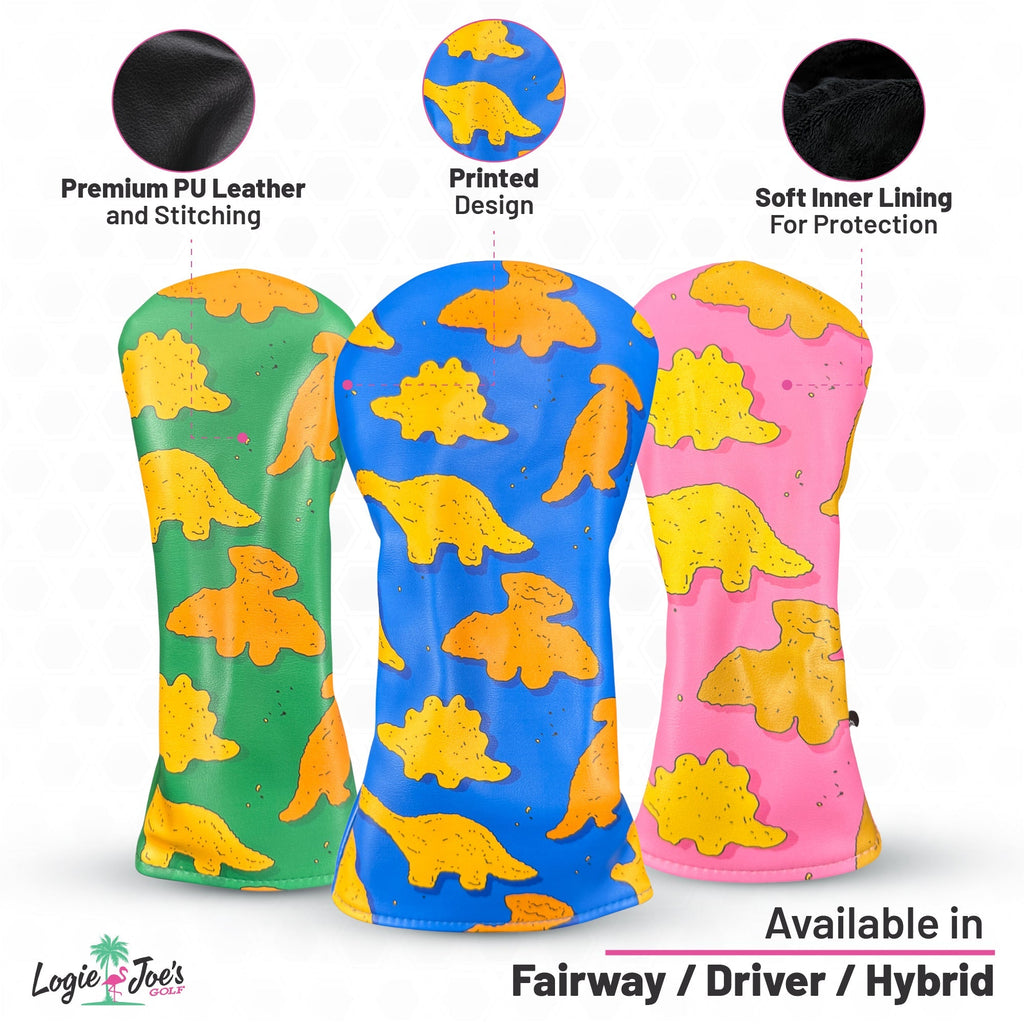 Dino Nugget Fairway Wood Headcover | Premium Golf Fairway Cover | Soft Protective Interior | Durable Synthetic Leather - Black Girl Golf