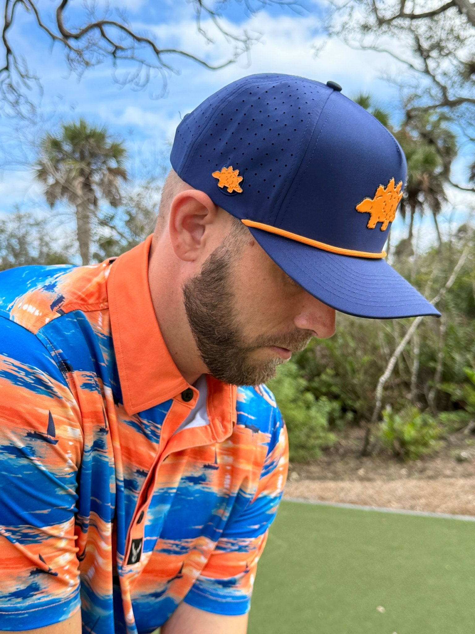 Dino Nugget Golf Hat | Snapback Cap | Built - in Magnetic Ball Marker Holder + Marker Included | Dinosaur Chicken | Adjustable - Black Girl Golf
