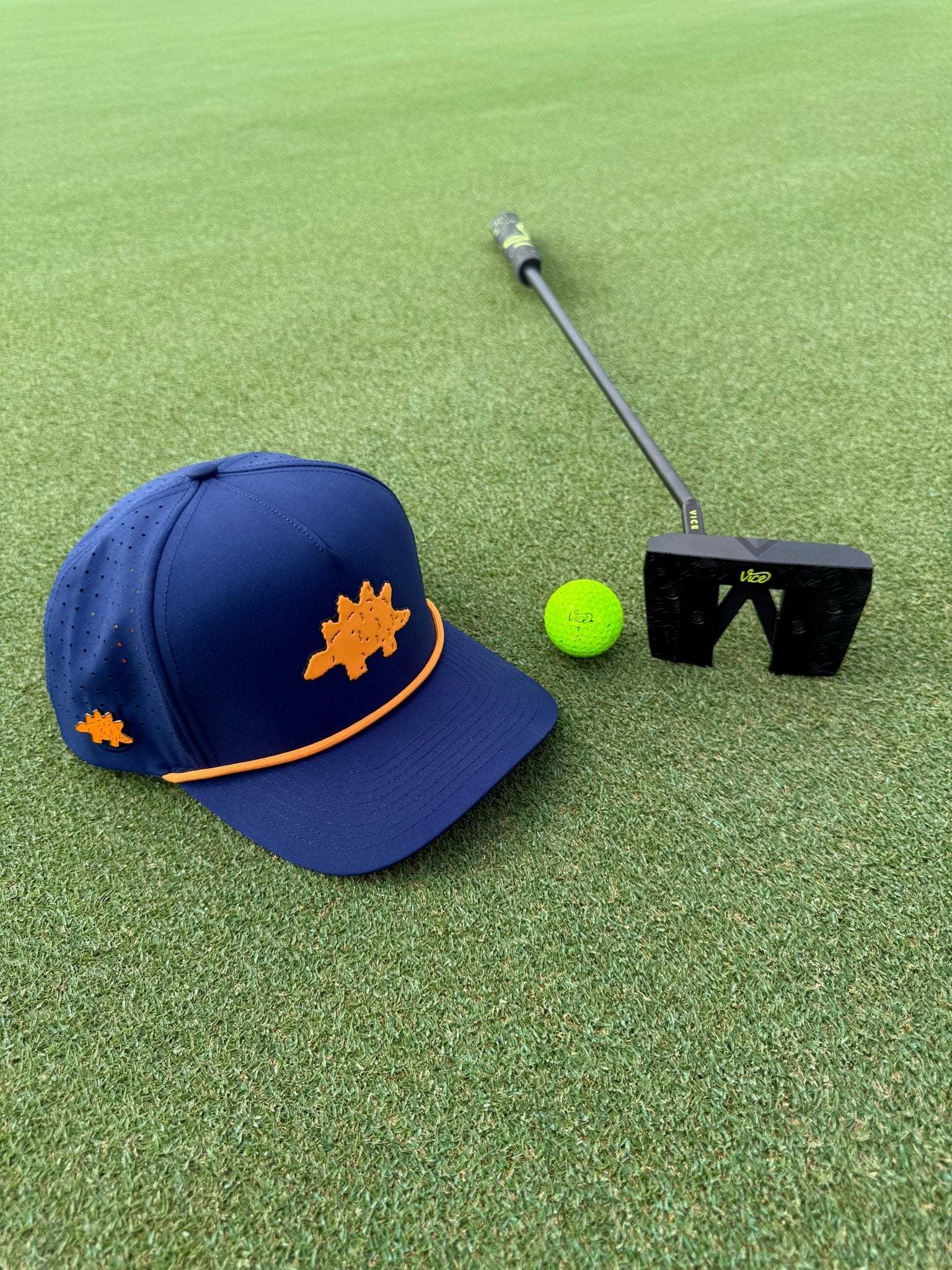 Dino Nugget Golf Hat | Snapback Cap | Built - in Magnetic Ball Marker Holder + Marker Included | Dinosaur Chicken | Adjustable - Black Girl Golf