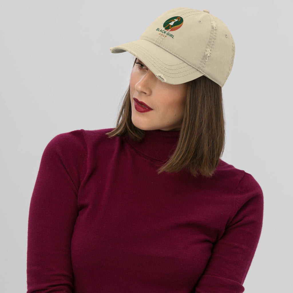 Distressed Dad Hat - Black Girl Golf
