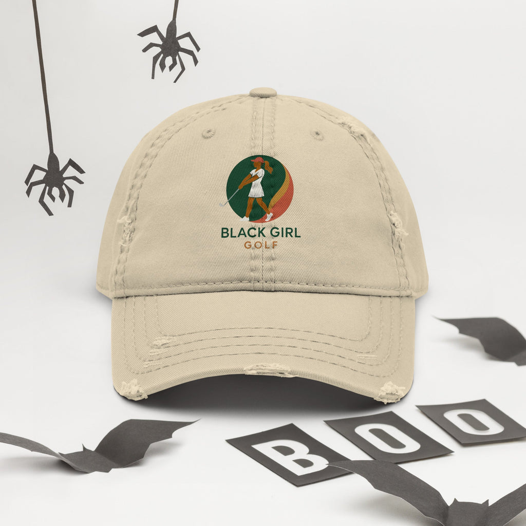 Distressed Dad Hat - Black Girl Golf