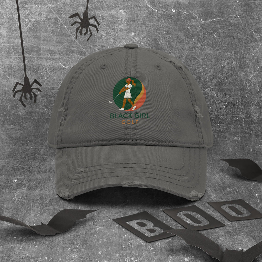 Distressed Dad Hat - Black Girl Golf