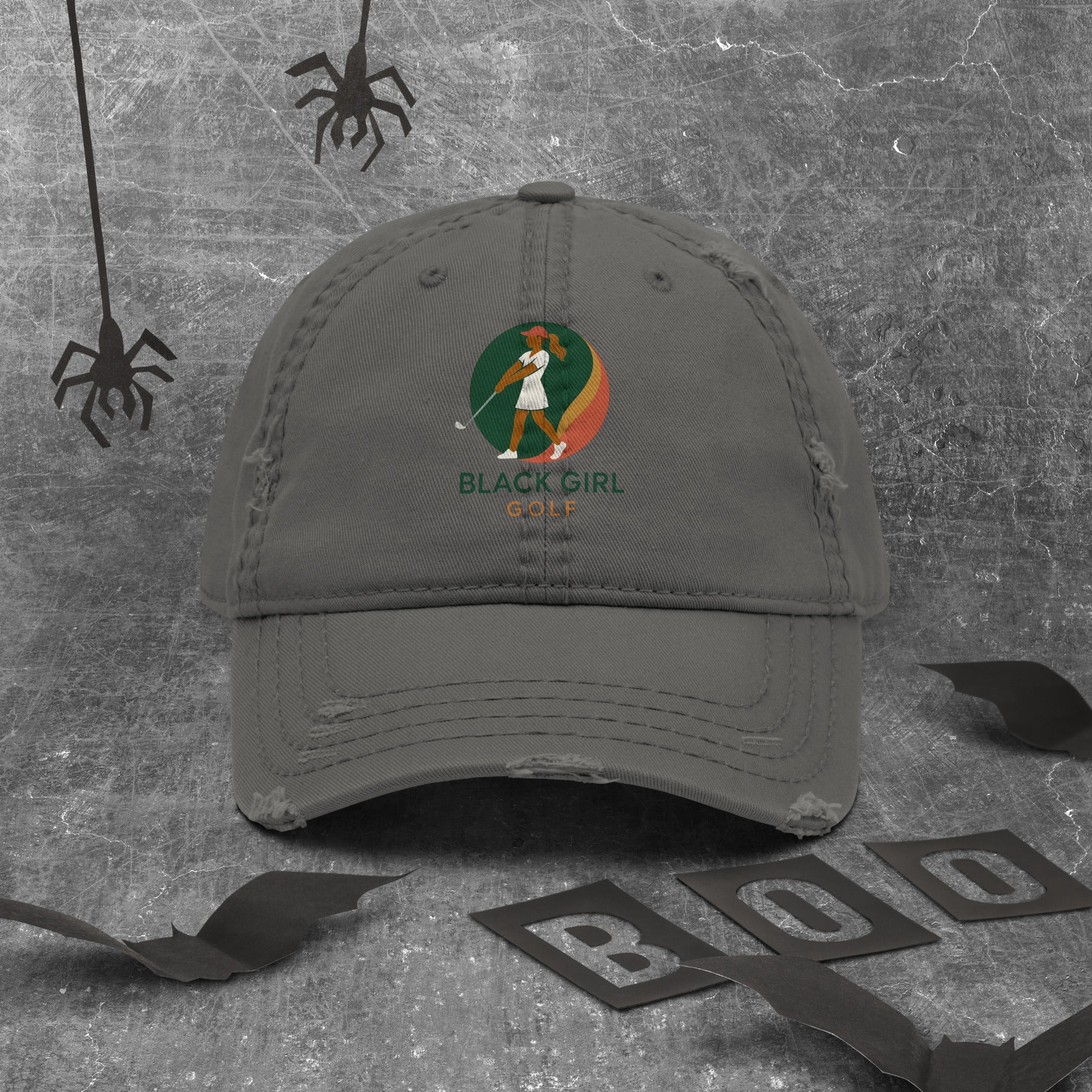 Distressed Dad Hat - Black Girl Golf