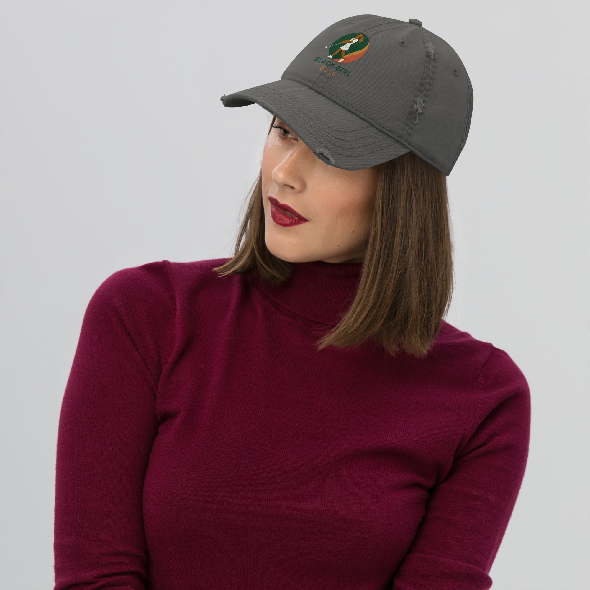 Distressed Dad Hat - Black Girl Golf