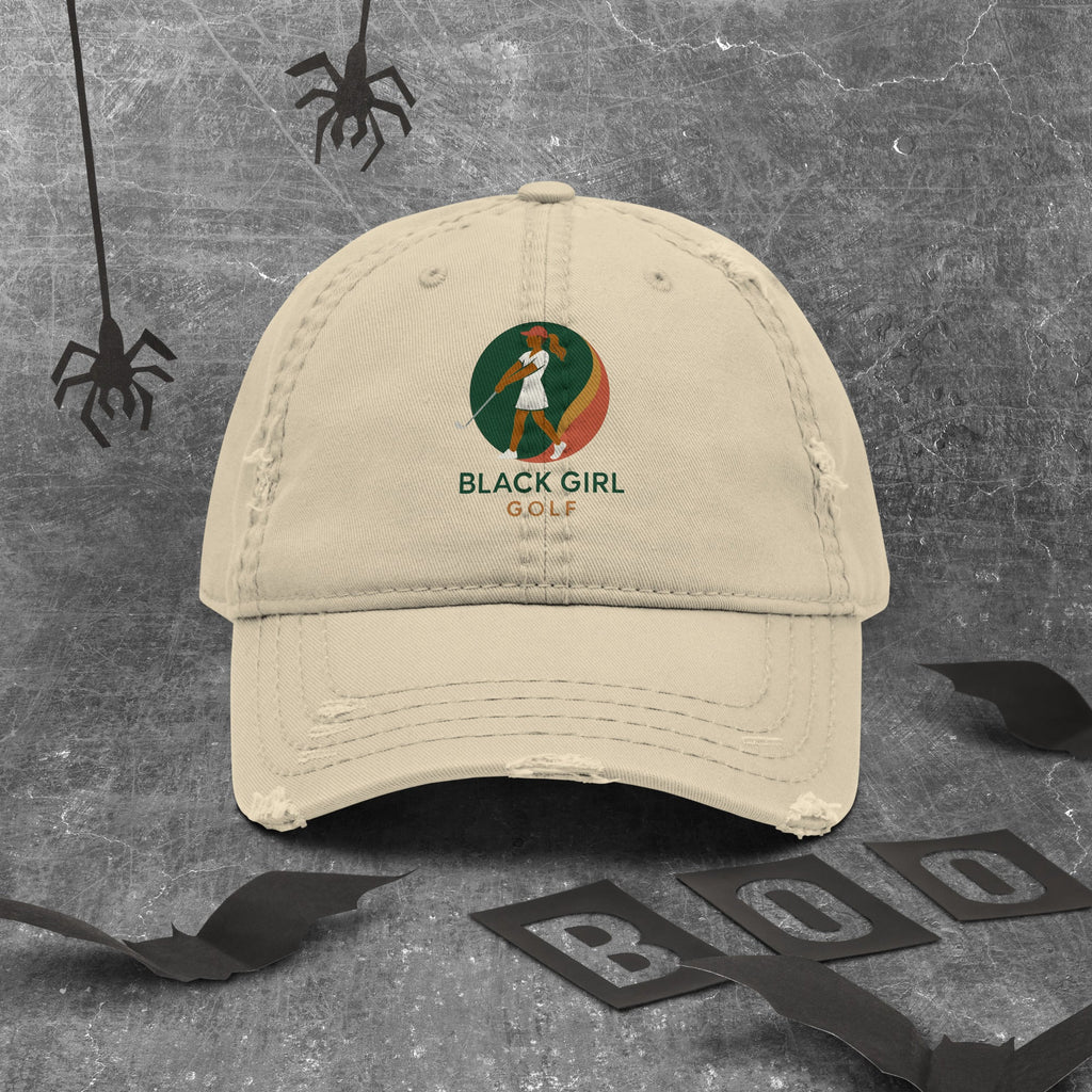 Distressed Dad Hat - Black Girl Golf