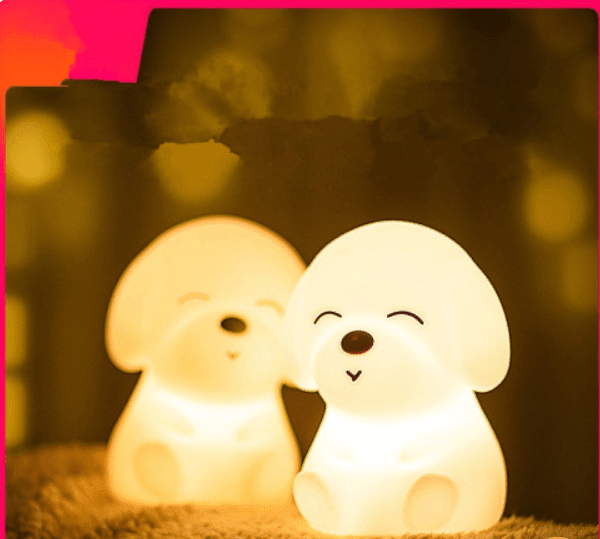 Dog LED Night Light Touch Sensor Remote Control Colors USB Rechargeable Silicone Puppy Lamp For Children Kids Baby Perfect Gift - Black Girl Golf