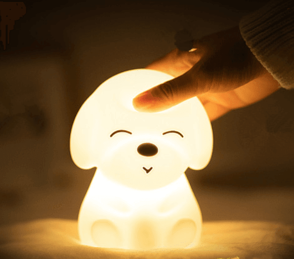 Dog LED Night Light Touch Sensor Remote Control Colors USB Rechargeable Silicone Puppy Lamp For Children Kids Baby Perfect Gift - Black Girl Golf