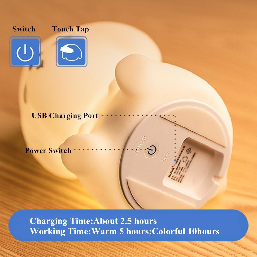 Dog LED Night Light Touch Sensor Remote Control Colors USB Rechargeable Silicone Puppy Lamp For Children Kids Baby Perfect Gift - Black Girl Golf