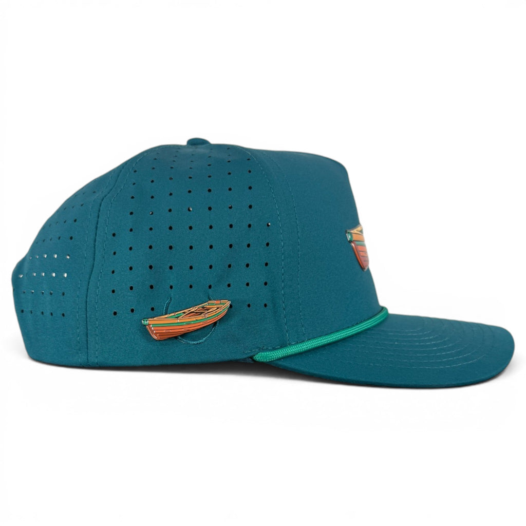 Driftwood Golf Hat | Snapback Cap | Built-in Magnetic Ball Marker Holder + Marker Included | Adjustable | Wood Boat Teal - Black Girl Golf
