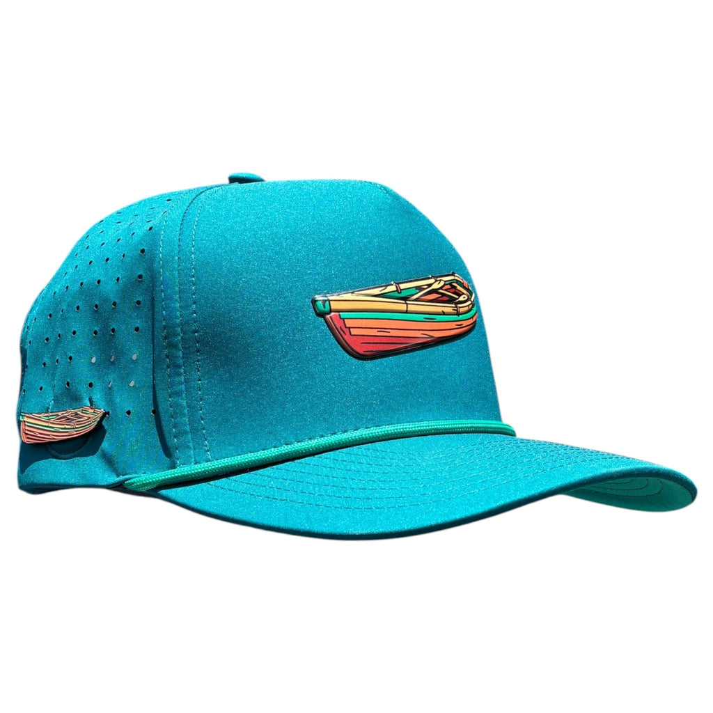 Driftwood Golf Hat | Snapback Cap | Built-in Magnetic Ball Marker Holder + Marker Included | Adjustable | Wood Boat Teal - Black Girl Golf