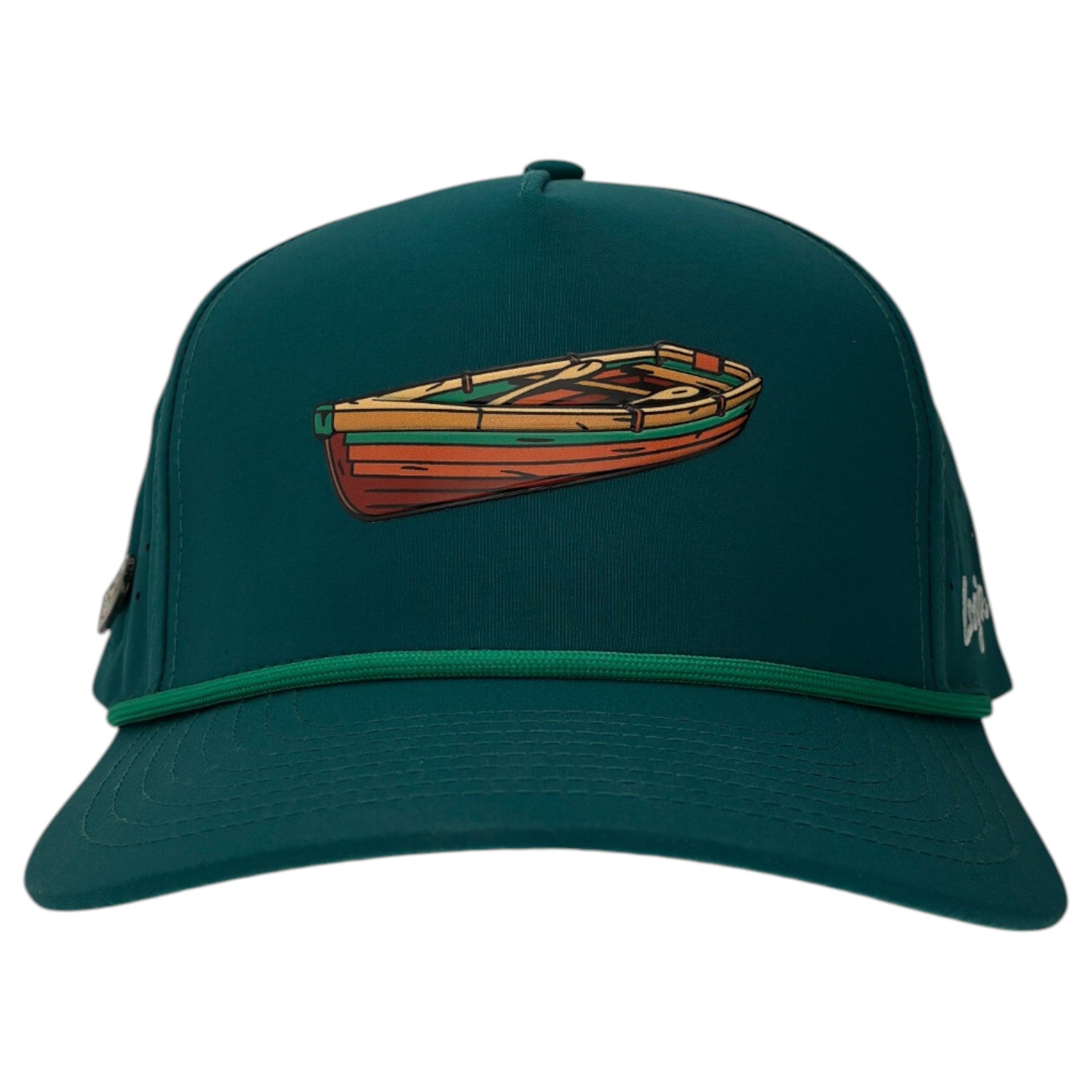 Driftwood Golf Hat | Snapback Cap | Built-in Magnetic Ball Marker Holder + Marker Included | Adjustable | Wood Boat Teal - Black Girl Golf