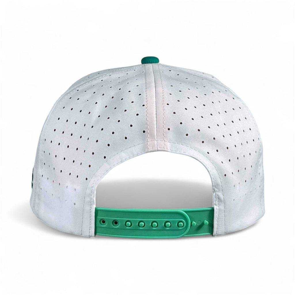 Dumpster Fire Golf Hat | Snapback Cap | Built - in Magnetic Ball Marker Holder + Marker Included | Adjustable | Trash Waste White, Teal - Black Girl Golf