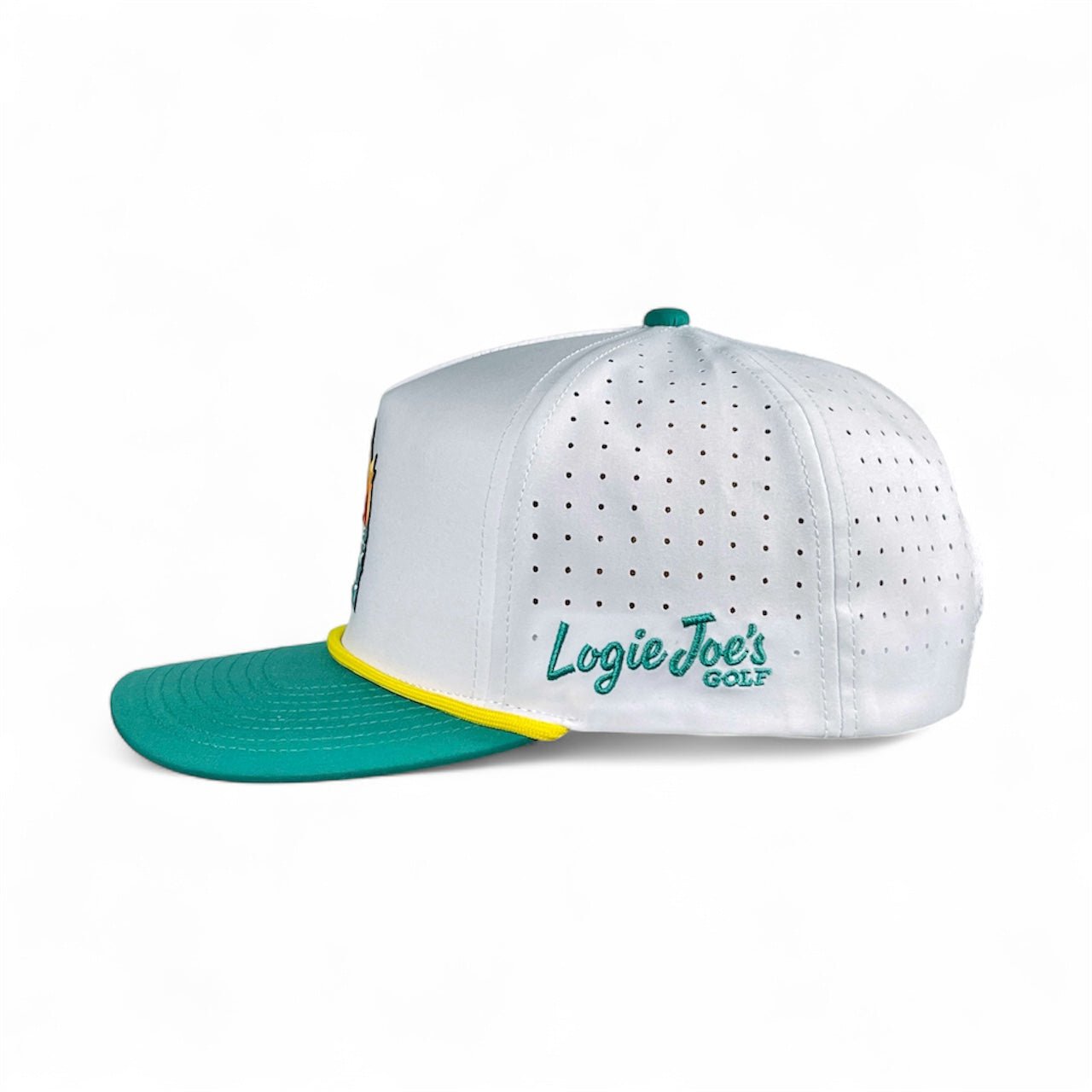 Dumpster Fire Golf Hat | Snapback Cap | Built - in Magnetic Ball Marker Holder + Marker Included | Adjustable | Trash Waste White, Teal - Black Girl Golf