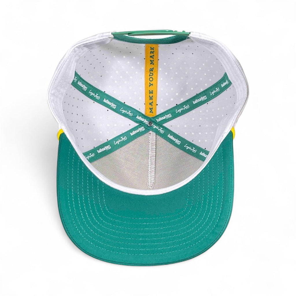 Dumpster Fire Golf Hat | Snapback Cap | Built - in Magnetic Ball Marker Holder + Marker Included | Adjustable | Trash Waste White, Teal - Black Girl Golf