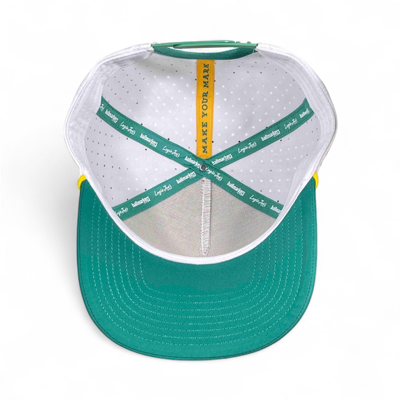 Dumpster Fire Golf Hat | Snapback Cap | Built - in Magnetic Ball Marker Holder + Marker Included | Adjustable | Trash Waste White, Teal - Black Girl Golf