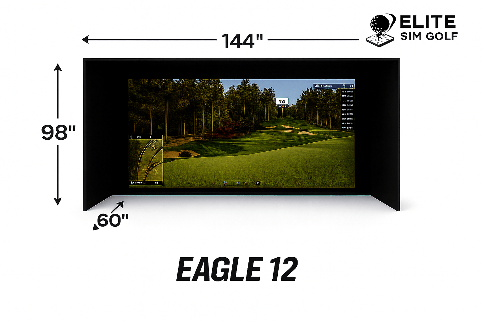 Eagle 12 Premium Golf Simulator Enclosure by Elite Sim Golf - Black Girl Golf