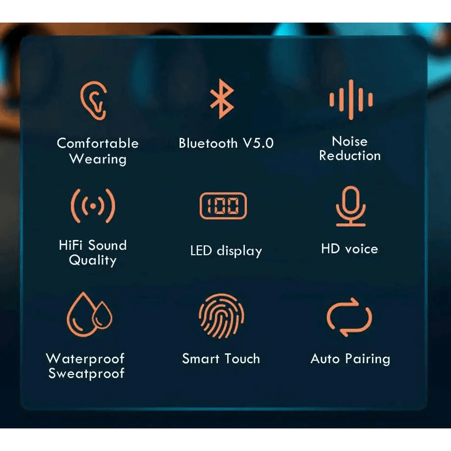 Elegant TWS Bluetooth 5.0 Earphones 2200mAh Charging Box Modern Wireless Headphone 9D Stereo Sports Waterproof Earbuds Luxury Headsets With Microphone Wireless Headphones with LED Display Wireless Earbuds with Mic, IPX8 Waterproof Touch Control Headphones - Black Girl Golf