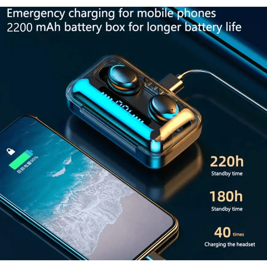 Elegant TWS Bluetooth 5.0 Earphones 2200mAh Charging Box Modern Wireless Headphone 9D Stereo Sports Waterproof Earbuds Luxury Headsets With Microphone Wireless Headphones with LED Display Wireless Earbuds with Mic, IPX8 Waterproof Touch Control Headphones - Black Girl Golf