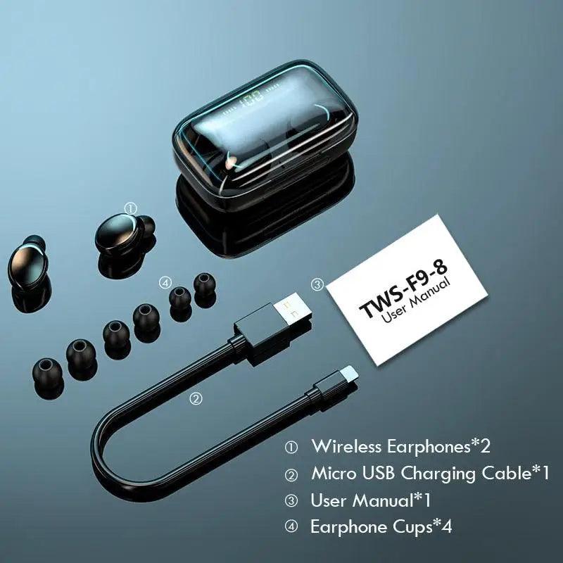 Elegant TWS Bluetooth 5.0 Earphones 2200mAh Charging Box Modern Wireless Headphone 9D Stereo Sports Waterproof Earbuds Luxury Headsets With Microphone Wireless Headphones with LED Display Wireless Earbuds with Mic, IPX8 Waterproof Touch Control Headphones - Black Girl Golf