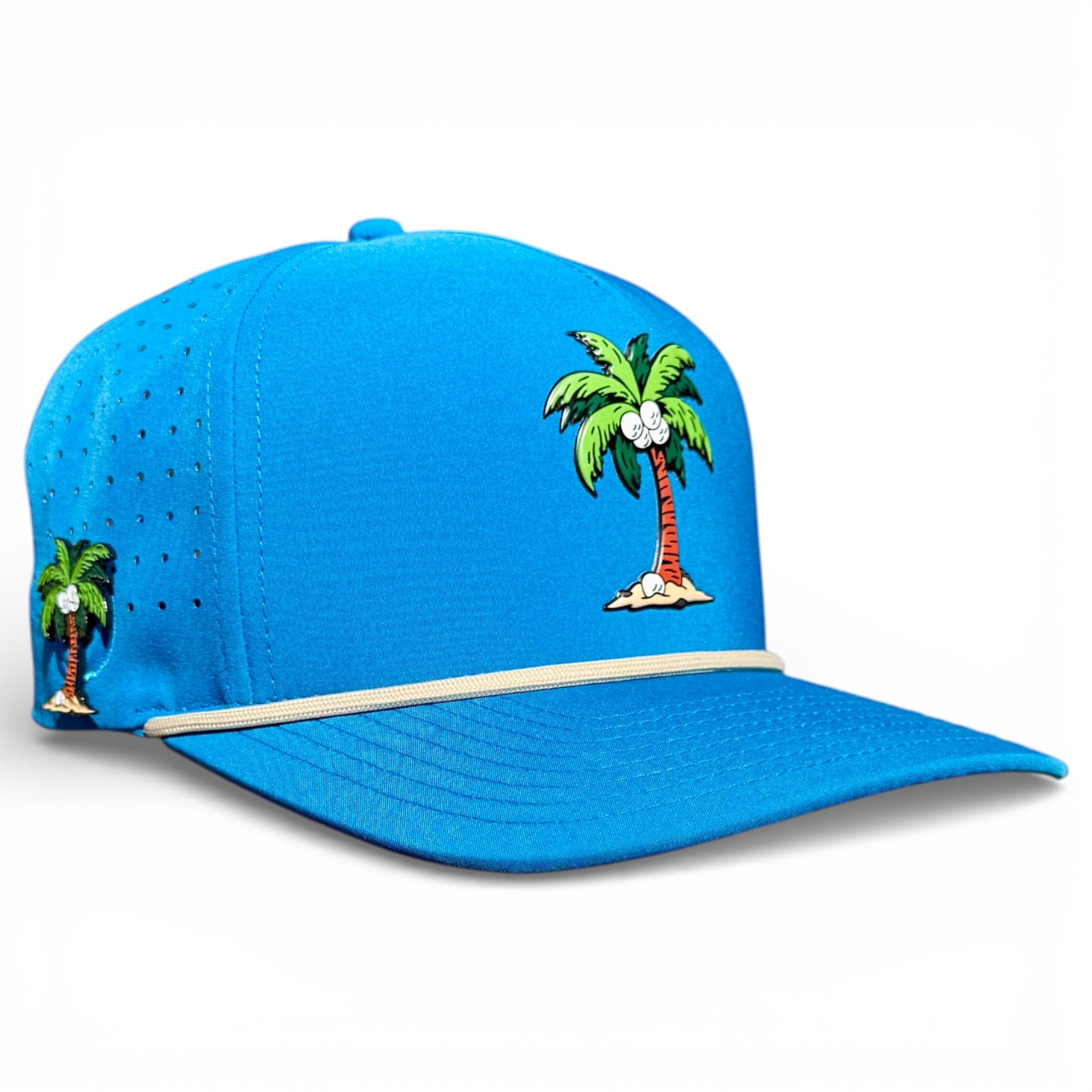 Fairway Palms Golf Hat | Snapback Cap | Built - in Magnetic Ball Marker Holder + Marker Included | Adjustable | One Size - Black Girl Golf