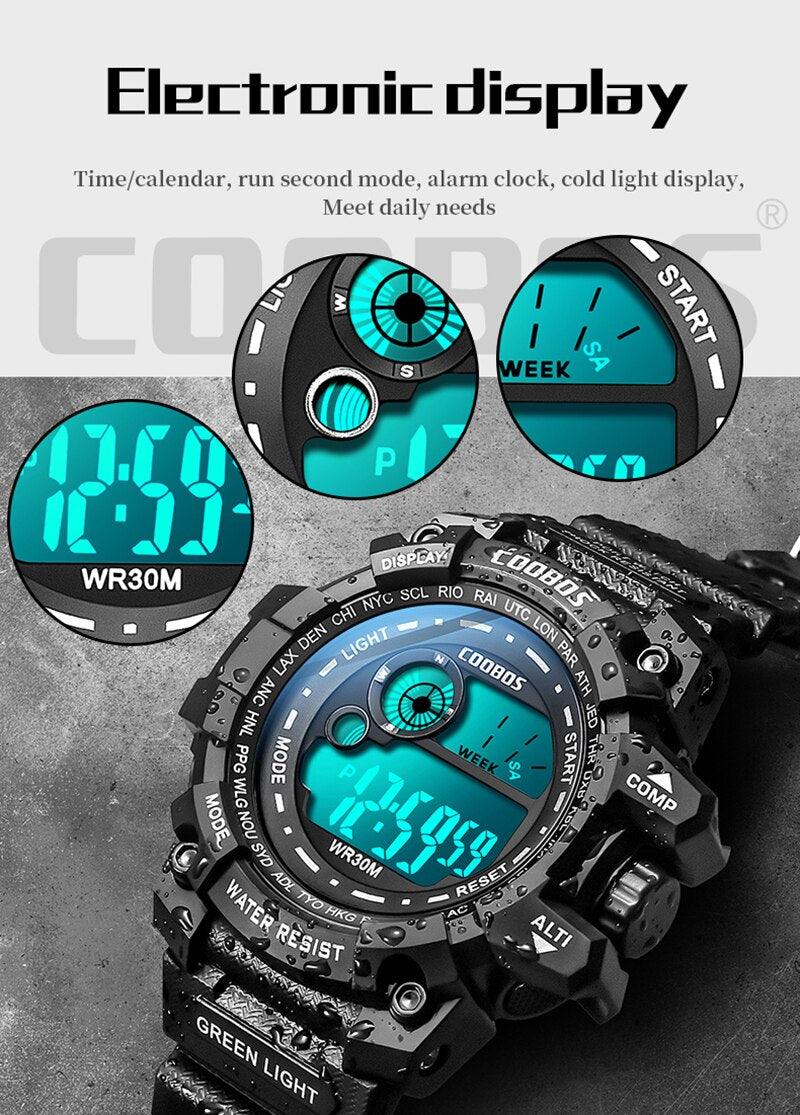 Fashion Luminous Children Watches For Boys Waterproof Electronic Silicone Strap Watch Fashion Sport Led Digital Wrist Watch Kids Sports Watch Waterproof Boys Multi-Function Digital Wristwatch - Black Girl Golf