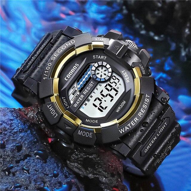 Fashion Luminous Children Watches For Boys Waterproof Electronic Silicone Strap Watch Fashion Sport Led Digital Wrist Watch Kids Sports Watch Waterproof Boys Multi-Function Digital Wristwatch - Black Girl Golf