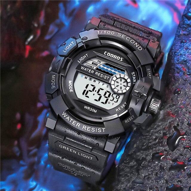 Fashion Luminous Children Watches For Boys Waterproof Electronic Silicone Strap Watch Fashion Sport Led Digital Wrist Watch Kids Sports Watch Waterproof Boys Multi-Function Digital Wristwatch - Black Girl Golf