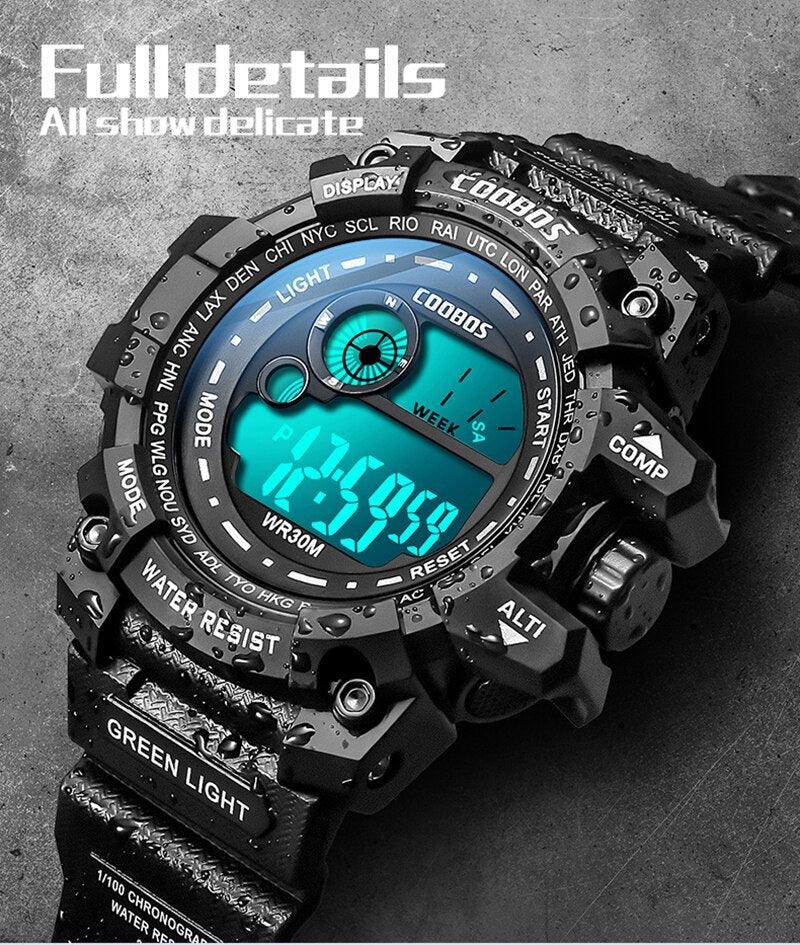 Fashion Luminous Children Watches For Boys Waterproof Electronic Silicone Strap Watch Fashion Sport Led Digital Wrist Watch Kids Sports Watch Waterproof Boys Multi-Function Digital Wristwatch - Black Girl Golf