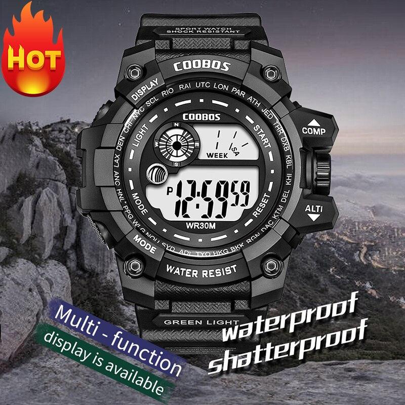 Fashion Luminous Children Watches For Boys Waterproof Electronic Silicone Strap Watch Fashion Sport Led Digital Wrist Watch Kids Sports Watch Waterproof Boys Multi-Function Digital Wristwatch - Black Girl Golf