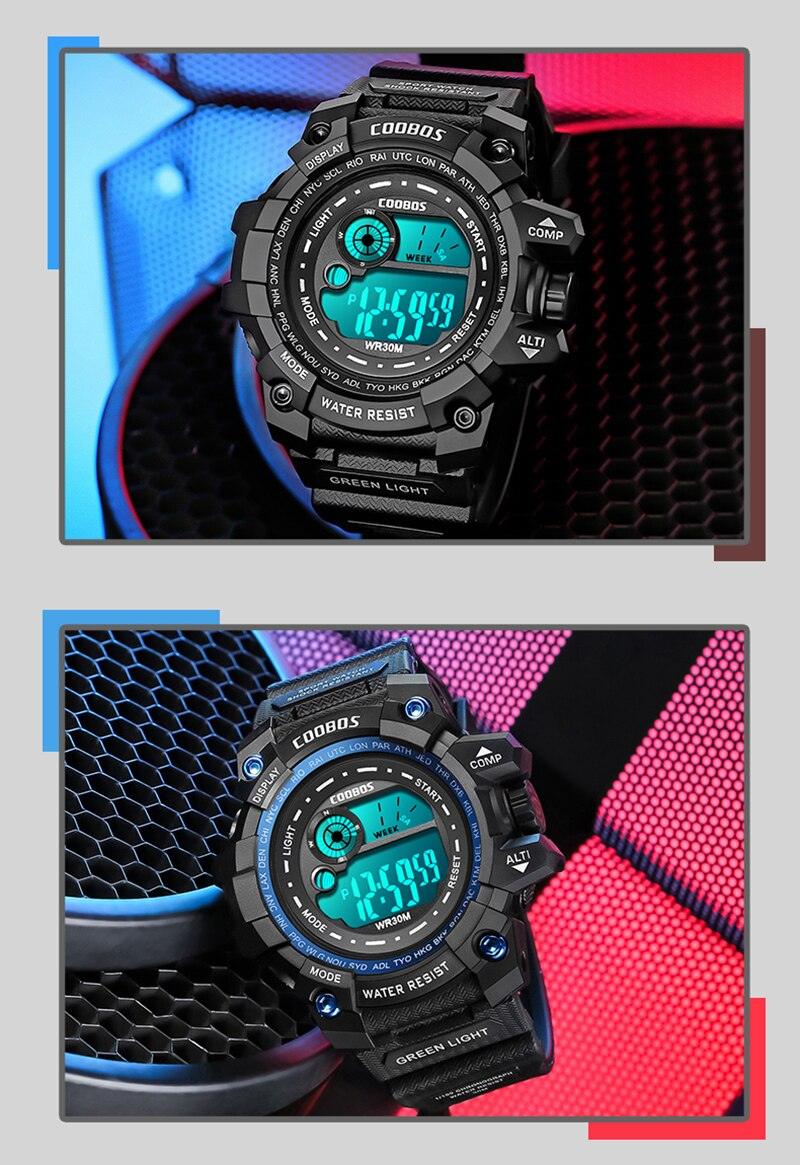 Fashion Luminous Children Watches For Boys Waterproof Electronic Silicone Strap Watch Fashion Sport Led Digital Wrist Watch Kids Sports Watch Waterproof Boys Multi-Function Digital Wristwatch - Black Girl Golf