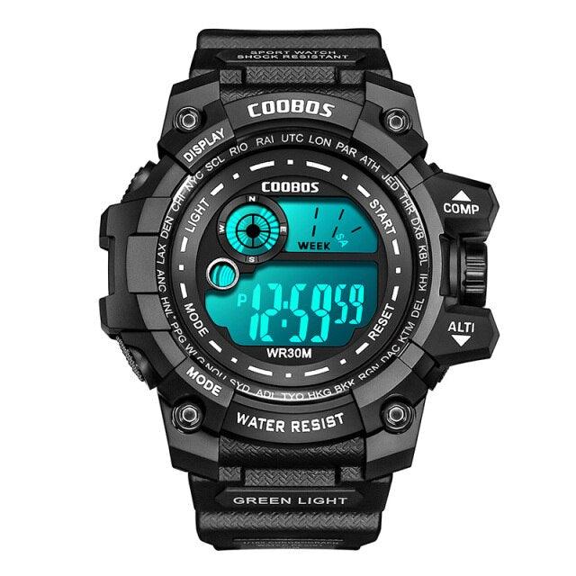 Fashion Luminous Children Watches For Boys Waterproof Electronic Silicone Strap Watch Fashion Sport Led Digital Wrist Watch Kids Sports Watch Waterproof Boys Multi-Function Digital Wristwatch - Black Girl Golf