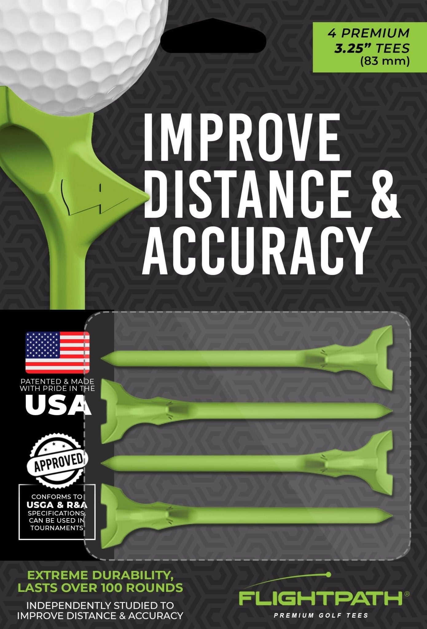 FlightPath Green Golf Tees Pack of 4 - Black Girl Golf