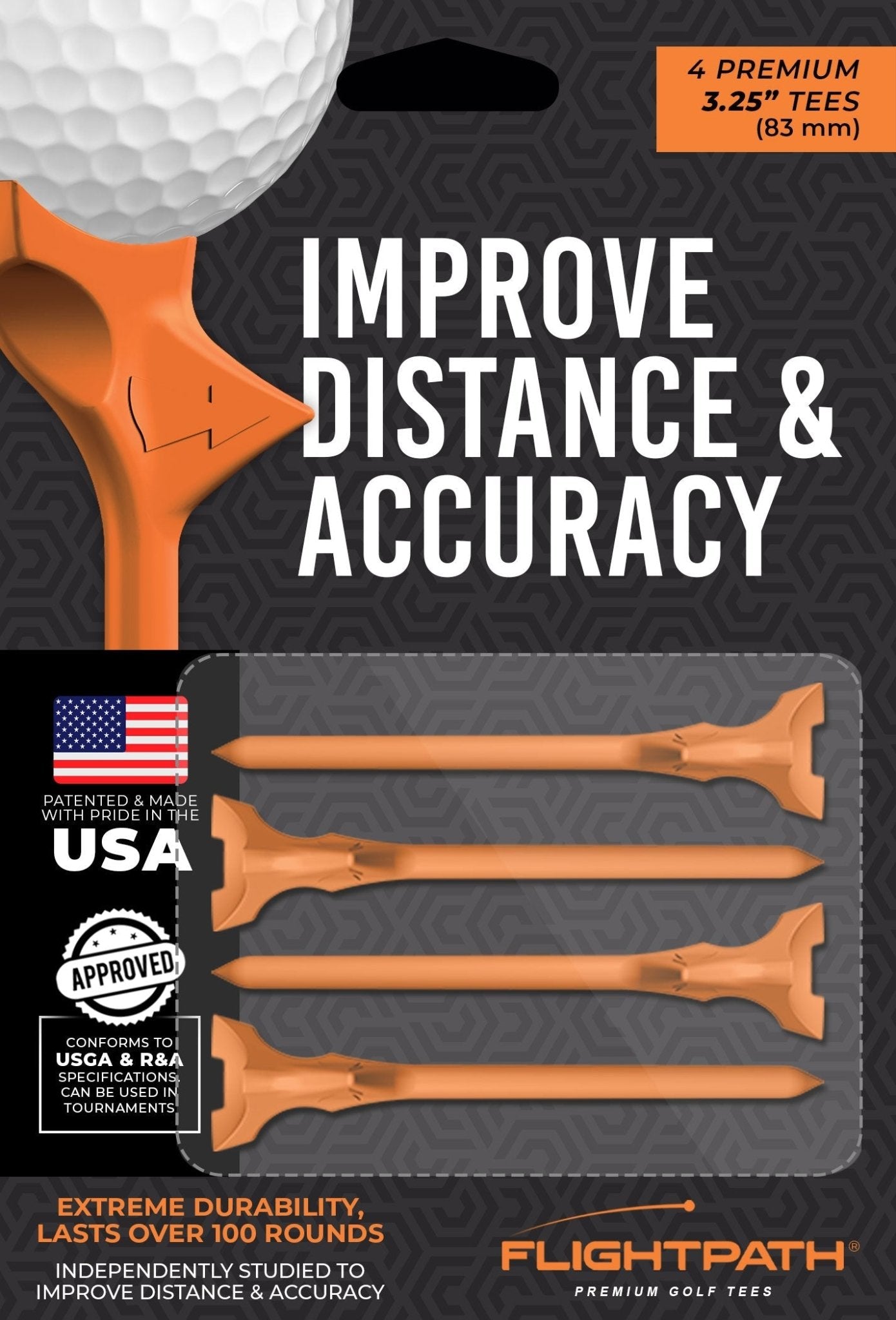 FlightPath Orange Golf Tees Pack of 4 - Black Girl Golf