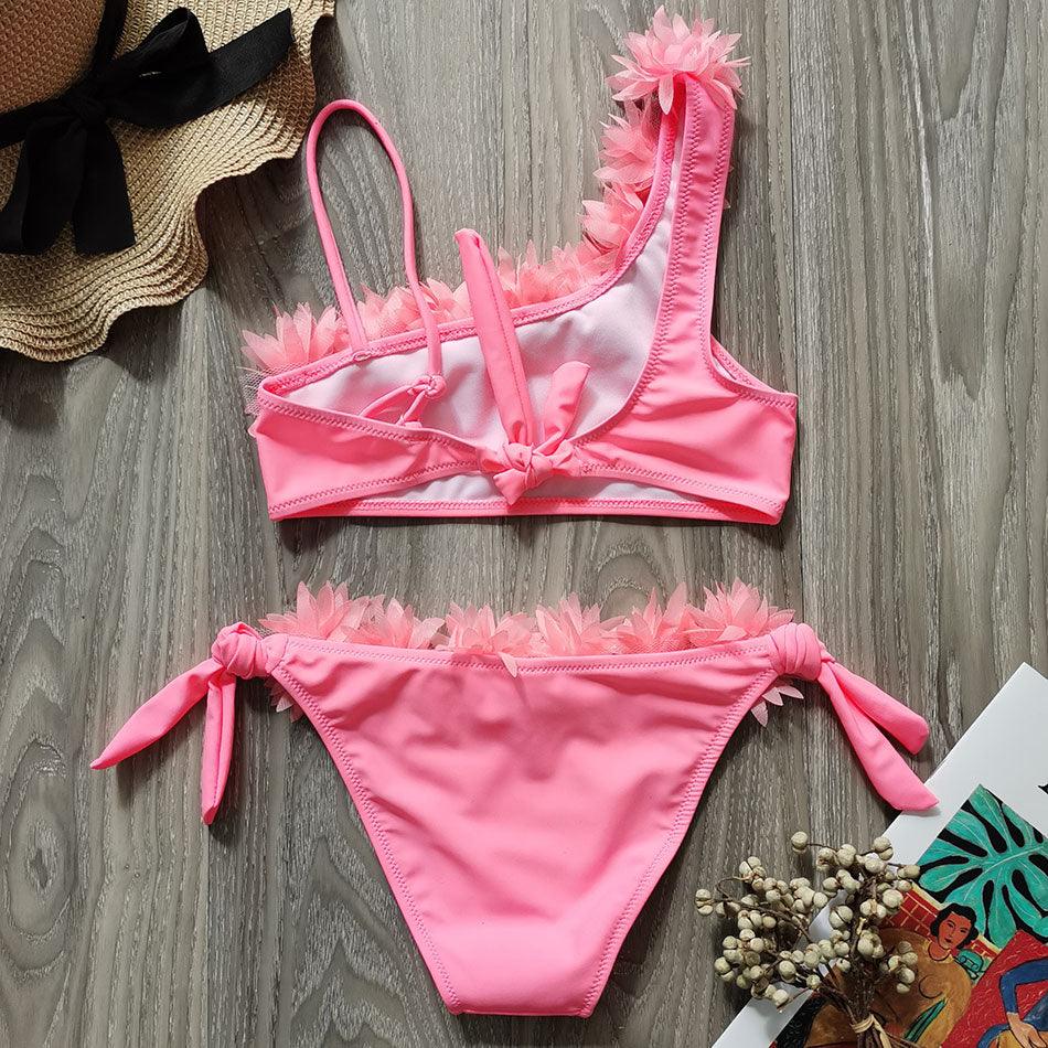 Flower Girl Swimsuit Ruffle Women Swimwear Kids Children Toddler Bikini Bathing Suit Beachwear Sets Kids Two Piece Children's Swimwear Toddler Girl Bikini Little Girls Cute Princess Pink Bathing Suit Summer Beachwear - Black Girl Golf