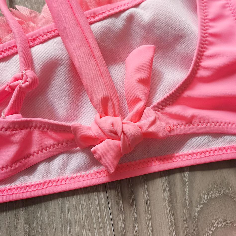 Flower Girl Swimsuit Ruffle Women Swimwear Kids Children Toddler Bikini Bathing Suit Beachwear Sets Kids Two Piece Children's Swimwear Toddler Girl Bikini Little Girls Cute Princess Pink Bathing Suit Summer Beachwear - Black Girl Golf