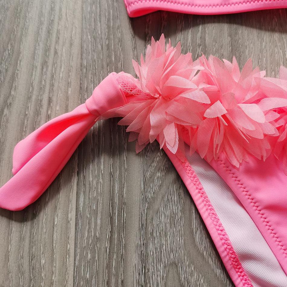 Flower Girl Swimsuit Ruffle Women Swimwear Kids Children Toddler Bikini Bathing Suit Beachwear Sets Kids Two Piece Children's Swimwear Toddler Girl Bikini Little Girls Cute Princess Pink Bathing Suit Summer Beachwear - Black Girl Golf
