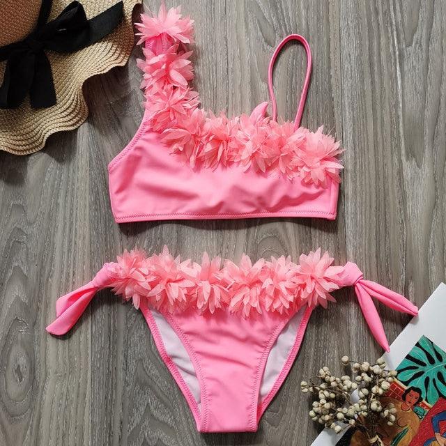 Flower Girl Swimsuit Ruffle Women Swimwear Kids Children Toddler Bikini Bathing Suit Beachwear Sets Kids Two Piece Children's Swimwear Toddler Girl Bikini Little Girls Cute Princess Pink Bathing Suit Summer Beachwear - Black Girl Golf