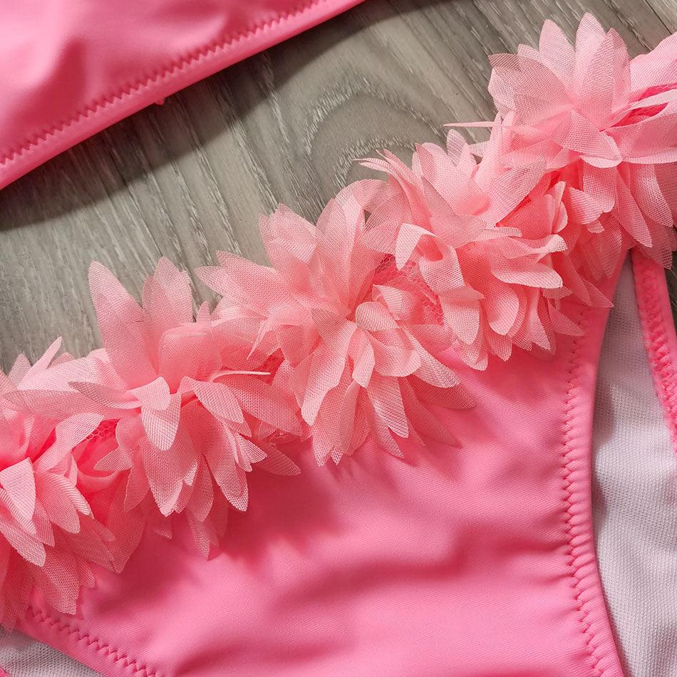 Flower Girl Swimsuit Ruffle Women Swimwear Kids Children Toddler Bikini Bathing Suit Beachwear Sets Kids Two Piece Children's Swimwear Toddler Girl Bikini Little Girls Cute Princess Pink Bathing Suit Summer Beachwear - Black Girl Golf
