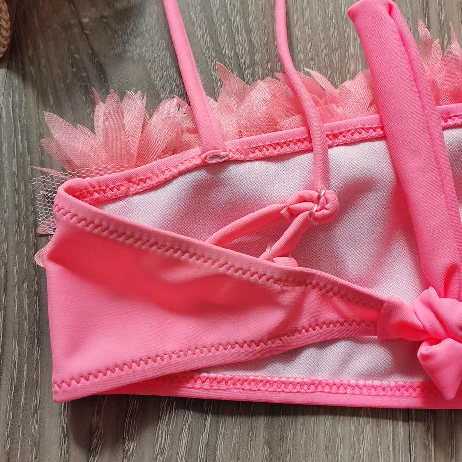 Flower Girl Swimsuit Ruffle Women Swimwear Kids Children Toddler Bikini Bathing Suit Beachwear Sets Kids Two Piece Children's Swimwear Toddler Girl Bikini Little Girls Cute Princess Pink Bathing Suit Summer Beachwear - Black Girl Golf