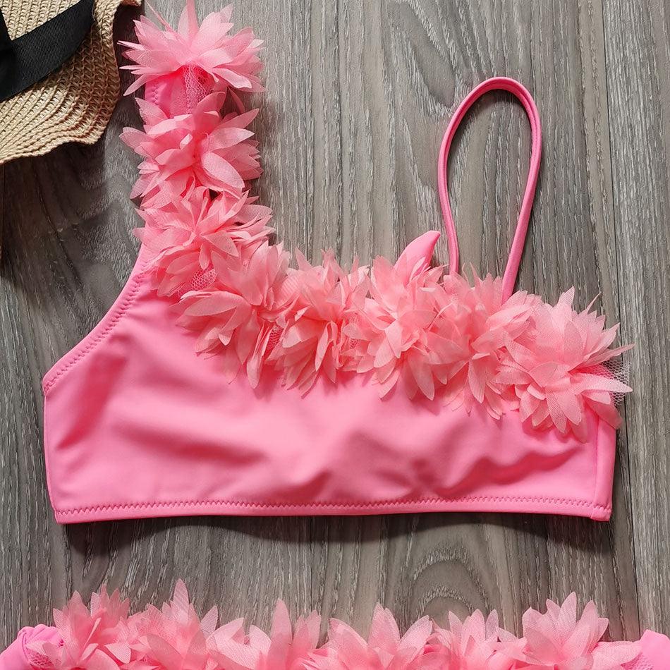 Flower Girl Swimsuit Ruffle Women Swimwear Kids Children Toddler Bikini Bathing Suit Beachwear Sets Kids Two Piece Children's Swimwear Toddler Girl Bikini Little Girls Cute Princess Pink Bathing Suit Summer Beachwear - Black Girl Golf