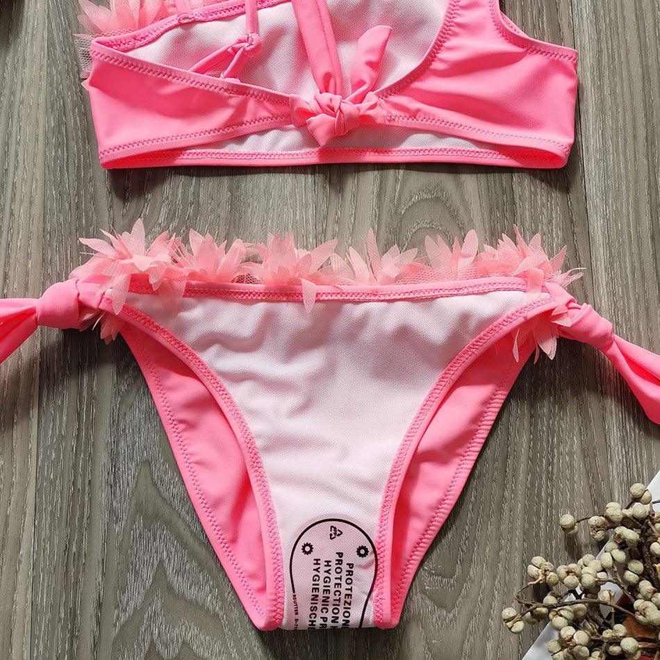 Flower Girl Swimsuit Ruffle Women Swimwear Kids Children Toddler Bikini Bathing Suit Beachwear Sets Kids Two Piece Children's Swimwear Toddler Girl Bikini Little Girls Cute Princess Pink Bathing Suit Summer Beachwear - Black Girl Golf