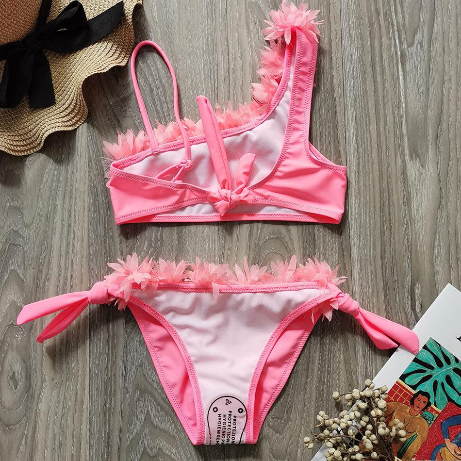 Flower Girl Swimsuit Ruffle Women Swimwear Kids Children Toddler Bikini Bathing Suit Beachwear Sets Kids Two Piece Children's Swimwear Toddler Girl Bikini Little Girls Cute Princess Pink Bathing Suit Summer Beachwear - Black Girl Golf
