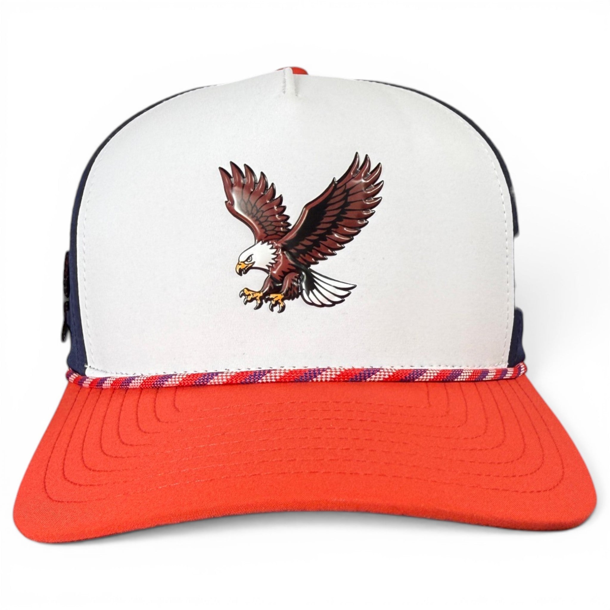 Freedom Flight Golf Hat | Snapback Cap | Built-in Magnetic Ball Marker Holder + Marker Included | Adjustable USA Eagle Red White Blue - Black Girl Golf